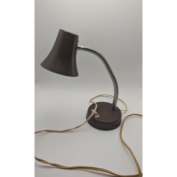 Other - Vintage Brown Metal Gooseneck Desk Lamp Mid Century Modern Adjustable  Light